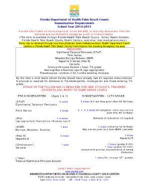 Fillable Online School Immunization Requirements School Year 2014-2015 ...
