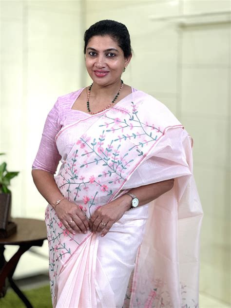 Floral Embroidery Detailed Muga Check Organza Saree | JSC411 – Aham ...