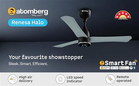 atomberg Renesa Halo Smart 900mm BLDC Ceiling Fan with IoT & Remote | 5 ...