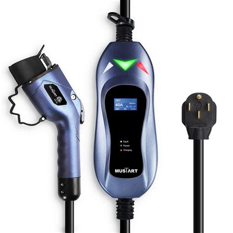MUSTART Level 2 Portable EV Charger (40 Amp, 240 Volt, 25ft Cable ...