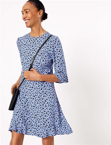 Buy Printed Ruffle Mini Skater Dress at Marks & Spencer