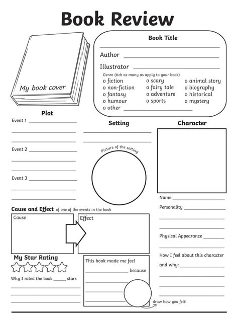 Book Review Worksheet for 2nd Grade