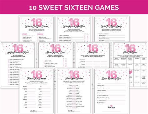 Sweet 16 Games for Girls, Printable Sweet Sixteen Birthday Game Bundle ...