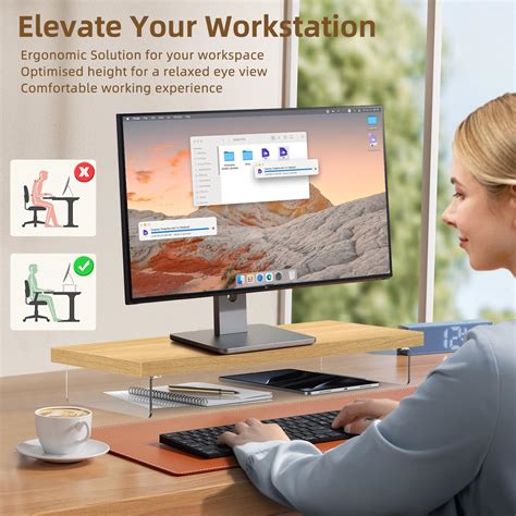 SSWOOD Dual Monitor Stand Riser, 40 Large Computer Monitor India | Ubuy