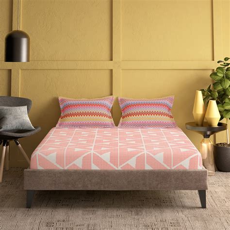 Buy PORTICO Marvella Cotton 144TC Printed 3Pcs Queen Bedsheet Set from ...