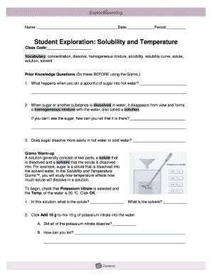 Solubility And Temperature Gizmo Answers - Fill and Sign Printable ...