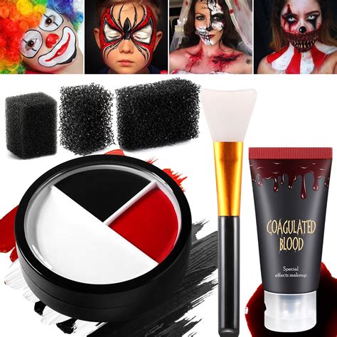 Afflano Sfx Makeup Kit, 3 Colors Bruise Makeup Face Body Paint + Fake Blood Gel + Silicone Brush ...