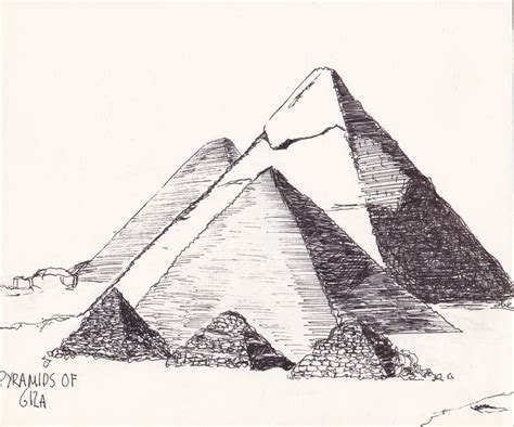 Pyramids Of Giza Sketch at PaintingValley.com | Explore collection of ...