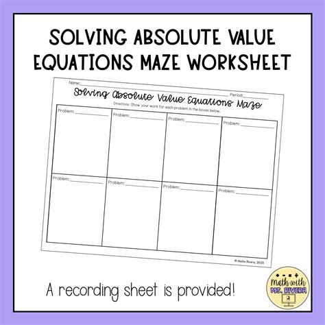 Solving Absolute Value Equations Worksheet