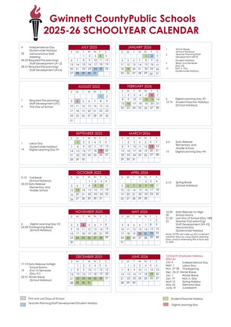 Gwinnett County School Calendar Schedule 2025-26