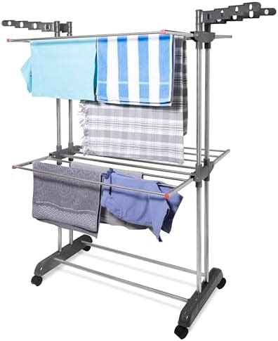 LiMETRO STEEL Stainless Steel Double Pole 3 Layer Cloth Stand : Amazon ...