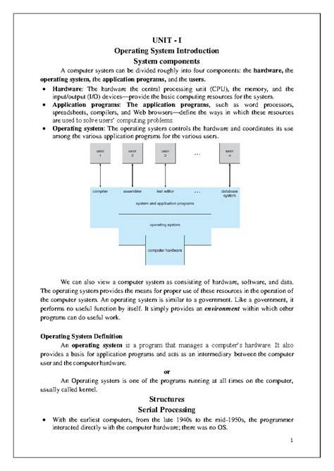 OS Course Material: Introduction to Operating Systems - Unit 1 - Studocu