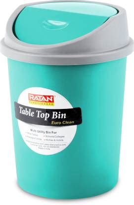 RATAN RATAN PLASTICWARE Euro Clean Table Top Dustbin (Big)-Green (Pack ...