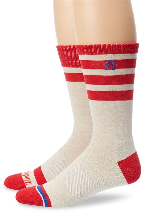 Buy Timberland Men's 2 Pack Multi-Stripe Crew Sock, Tan/Red, One Size ...