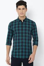Buy Men Blue Ultra Slim Fit Checked Full Sleeves Casual Shirt Online ...