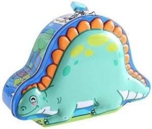 Globular Dinosaur Themed Money Saving Coin Bank with Lock and Key Coin ...