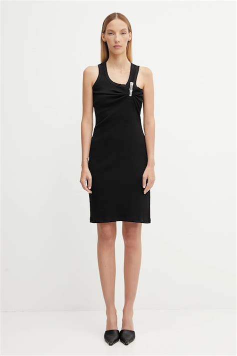 Coperni sukienka bawełniana Washing Clip Rib Dress kolor czarny midi ...