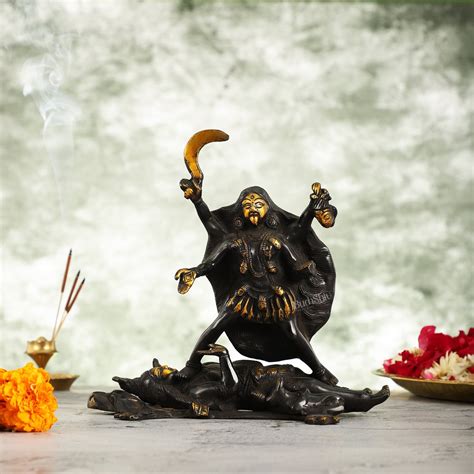 Brass Kali Ma Idol - 8.5 Inch Height – Budhshiv.com
