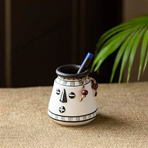 ExclusiveLane Terracotta Warli Handpainted Stationery Holder Knitted ...