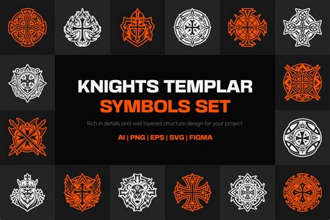 Knights Templar Symbols on Yellow Images Creative Store - 145880