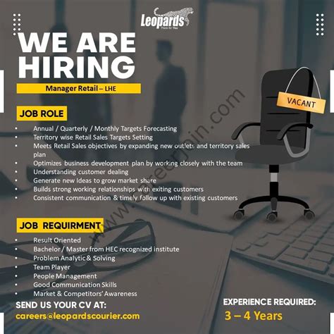 Leopards Courier Pvt Ltd Jobs Manager Retail