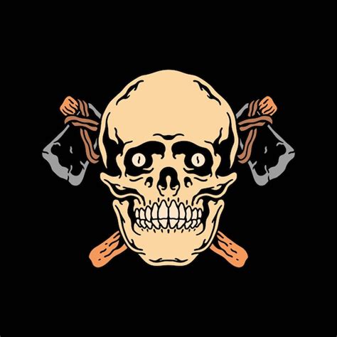 Skull axe tattoo vector design | Premium Vector