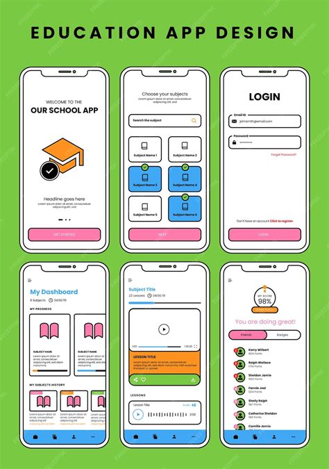 Premium Vector | Flat modern mobile application design templates set ...