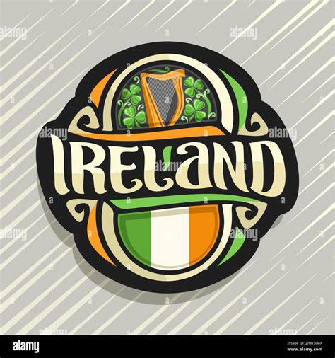 Vector logo for Ireland country, fridge magnet with irish flag ...