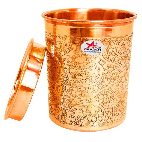 Copper Glass with Lid, Handcrafted Tumbler, 300 ML Capacity – Nutristar