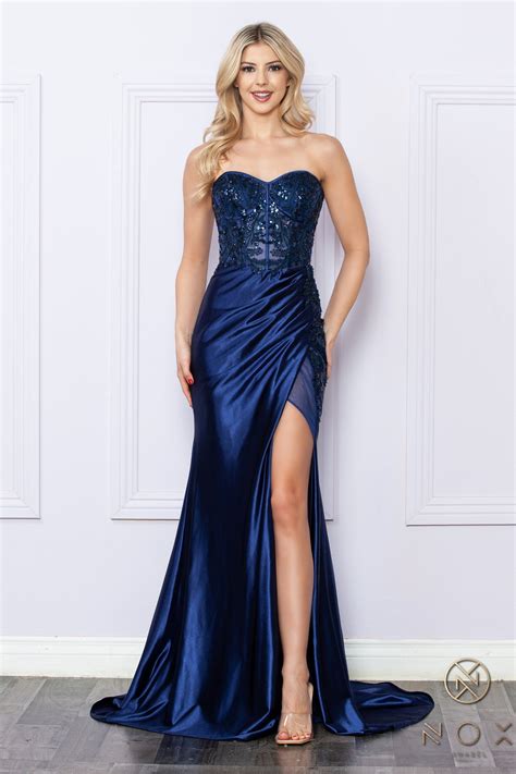 Navy Blue Nox Anabel E1284 Sequins Long Prom Gown for $249.0 – The ...