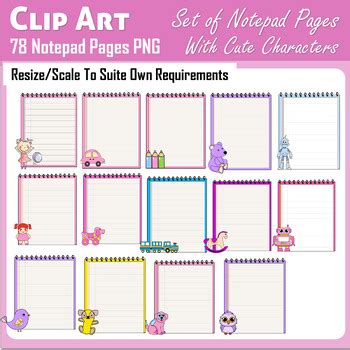 Notepad Page Clipart, Notepad Vector, Cartoon Character Notepad Pages