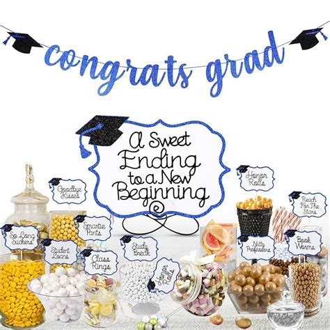 Buy 2022 Graduation Party Decorations Kit- Blue Glitter Congrats Grad ...
