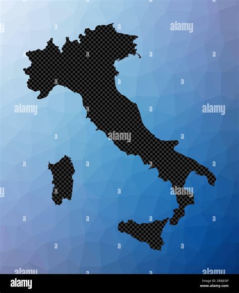 Italy geometric map. Stencil shape of Italy in low poly style. Stylish ...