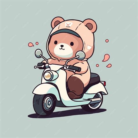 Premium Vector | Bear on a scooter, cartoon character, vector art ...