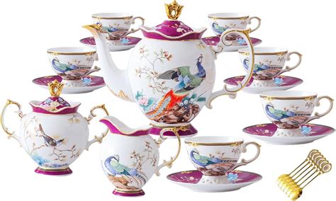 ACMLIFE Vintage English Bone China Tea Set for 6 - 21-Piece India | Ubuy