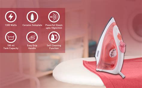 Buy USHA SI 3813 C 1300W Steam Iron with Ceramic Coated Sole Plate ...