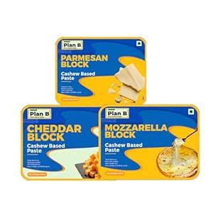 Plan B Gourmet Vegan Cheese Block Trio | 750g | Plant-Based Mozzarella ...
