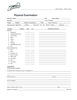 Physical Form - Fill Online, Printable, Fillable, Blank | pdfFiller