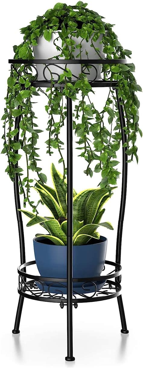 SenceWin Decore Plant Stand Indoor Outdoor, 2 Tier Metal Tall Planter ...
