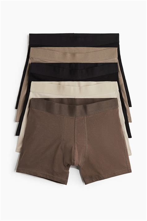 Men’s Brown/Dark beige 5-pack mid trunks with Lycra® | H&M IN