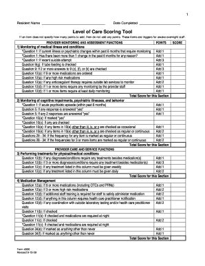 2009-2026 Form MD Level of Care Scoring Tool - Blank Fillable Template ...