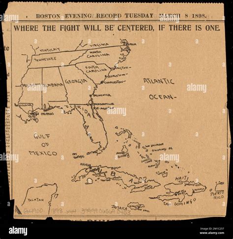 Where the fight will be centered, if there is one , Spanish-American War, 1898, Maps, Southern ...