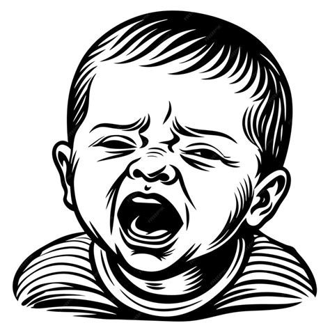 A black and white drawing of a baby with the word baby on it | Premium ...