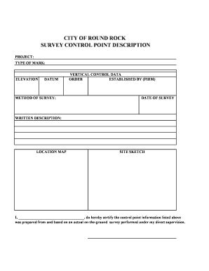 Fillable Online roundrocktexas Survey Control Point Description Form ...