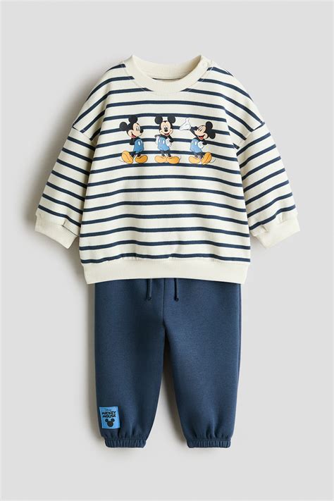2-piece printed sweatshirt set - Dark dusty blue/Mickey Mouse - Kids ...