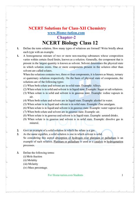 Image result for Solutions 12th Class Chapter