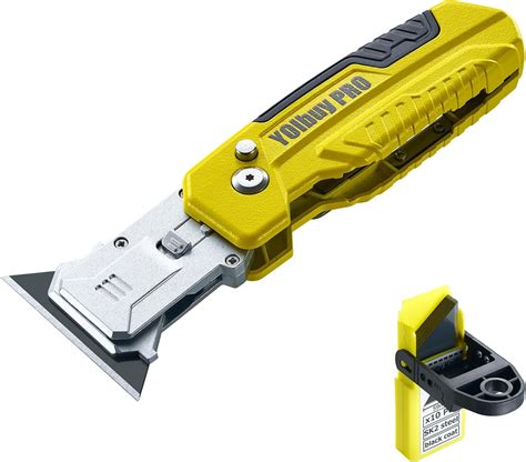 YOIbuy PRO Foldable Utility Knife with Scraper Function, Holds 2 ...