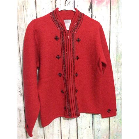 Beautiful PBJ Vintage Cardigan Zip Front with Black... - Depop
