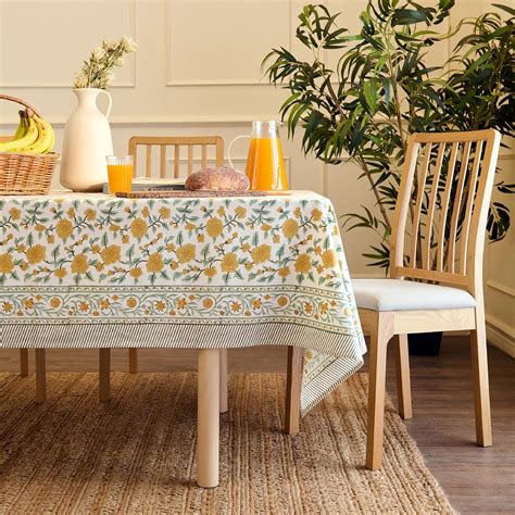 Buy Encasa XO Dining Cover for 6 Seater | Yellow Jaipuri Block Print ...
