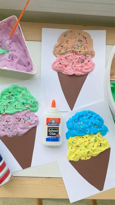 Ice cream craft for kids with puffy paint – Artofit